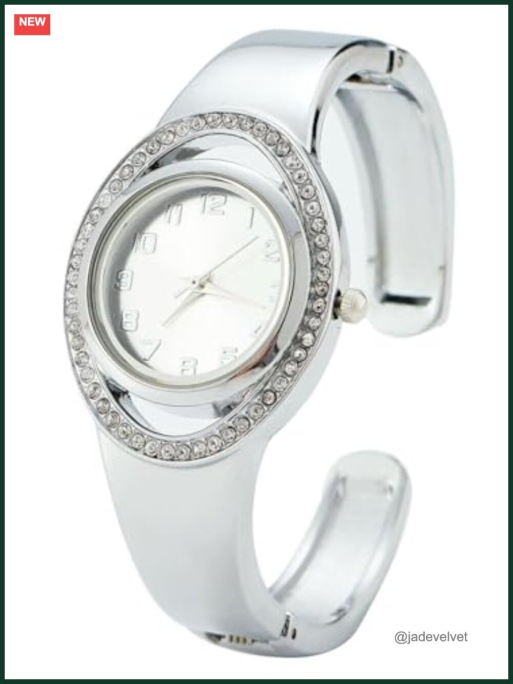 Women's Stainless Steel Cuff Bangle Watch Arabic Numeral Quartz Water Resistant